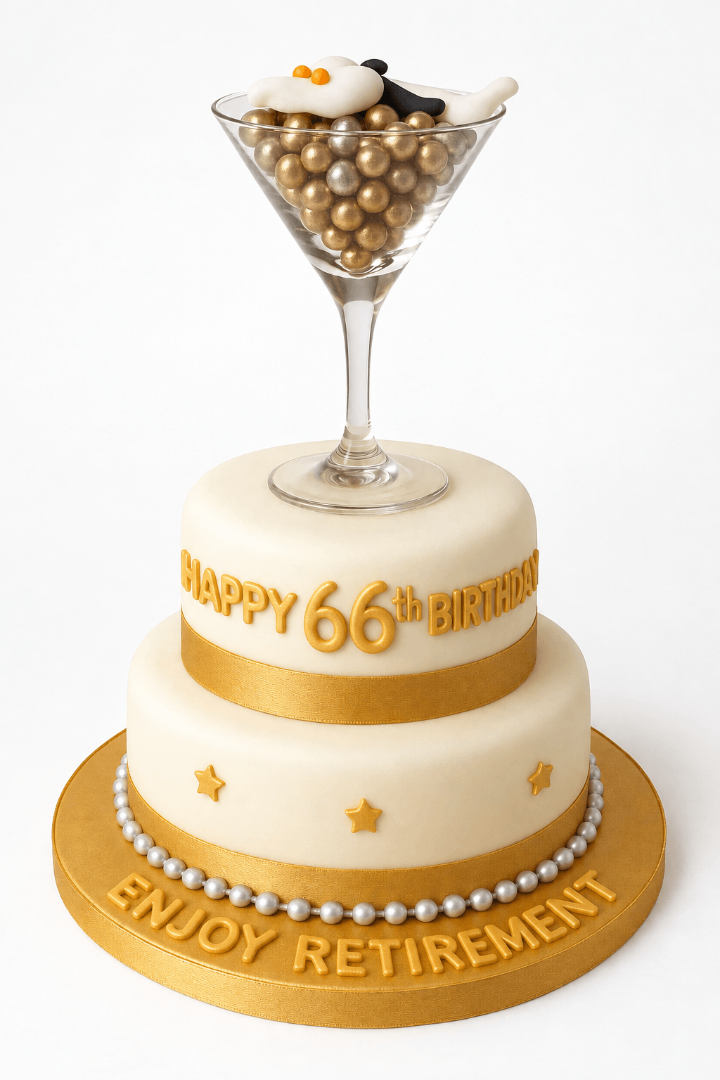 Golden Cheers Retirement Fondant Cake