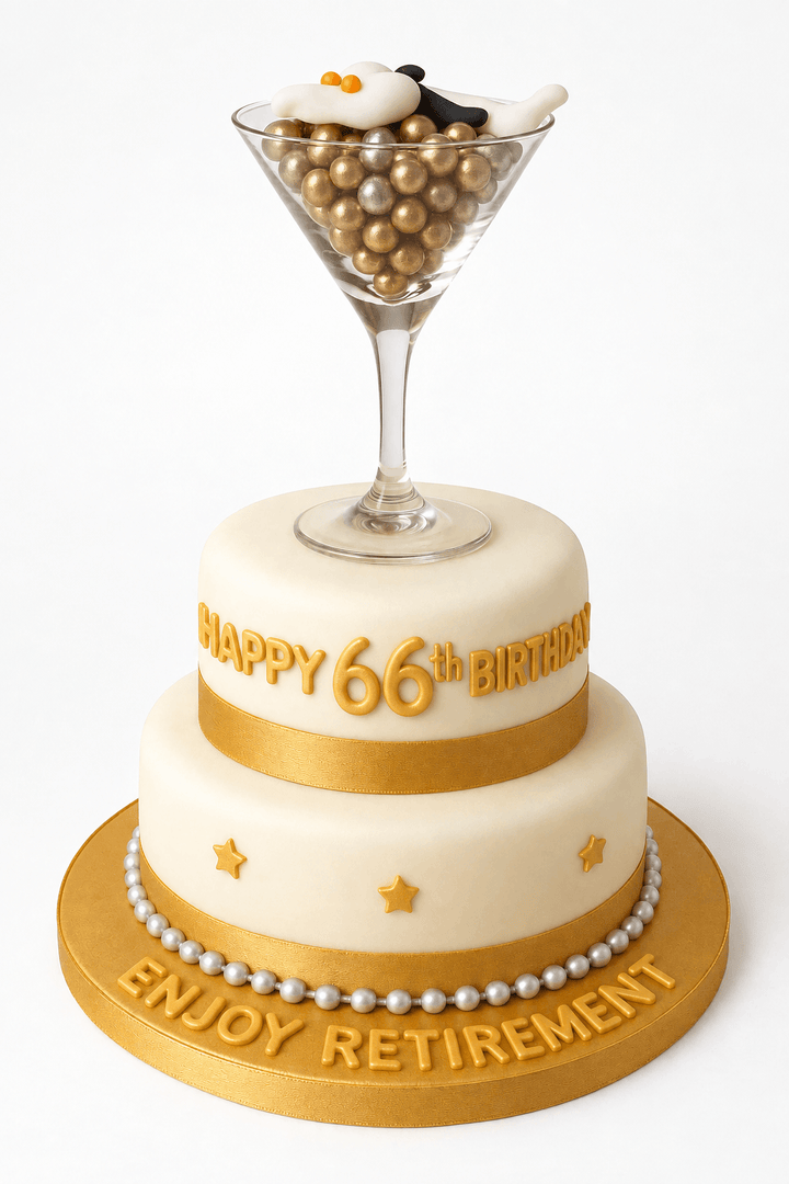 Golden Cheers Retirement Fondant Cake